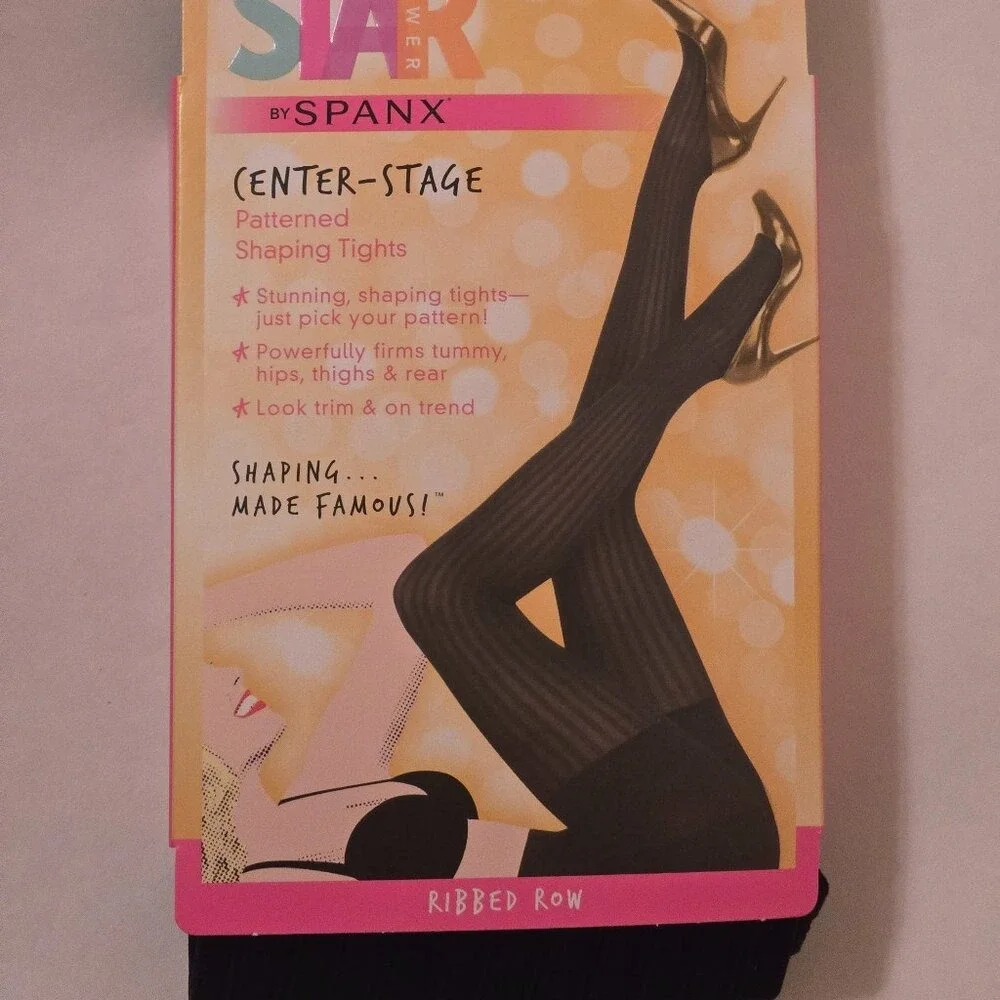 3 Pack Star Power by Spanx Center-Stage‎ Ribbed Row Shaping Tights Black Size D